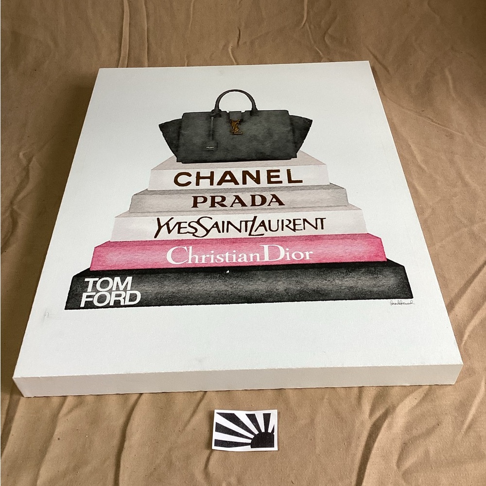 Amanda Greenwood Stack of Fashion Books with Black Bag Canvas Print Wall Art